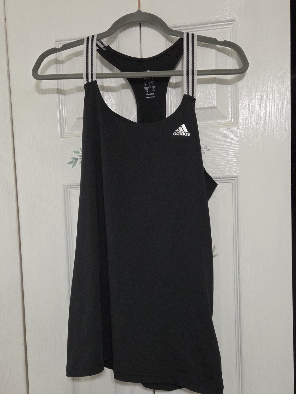 adidas Black Tank Top with White Striped Straps